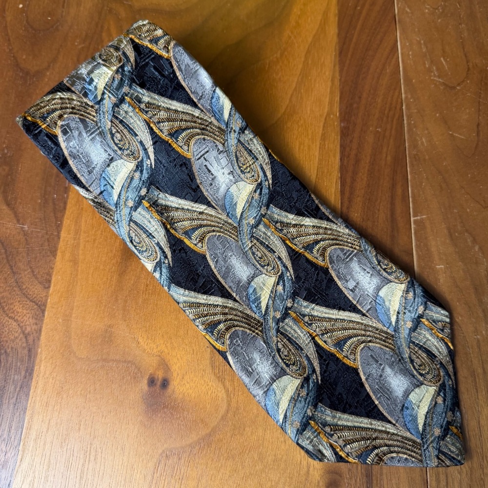Ermenegildo Zegna Silk Necktie Mens Designer Abstract Art Luxury‎ Elegant